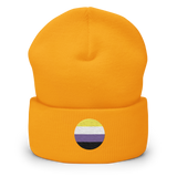Nonbinary Flag Embroidered Circle Beanie: Celebratory LGBTQ+ Pride Design