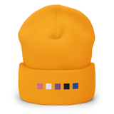 Embroidered Genderfluid Beanie: Pride Flag Horizontal Square Design
