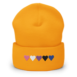 Embroidered Genderfluid Beanie: Pride Flag Horizontal Heart Design