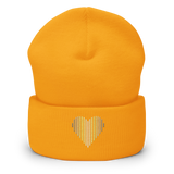 Demigender Heart Lines Beanie: Embroidered Pride Gradient Hat