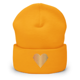 Bigender Heart Lines Beanie: Embroidered Pride Gradient Hat