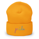 Polysexual Pride Beanie: Cursive 'Pride' in Gradient Colors