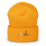 Genderfluid Pride Beanie: Cursive 'Pride' in Gradient Colors