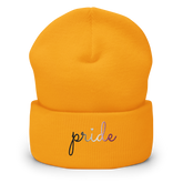 Asexual Pride Beanie: Cursive 'Pride' in Gradient Colors