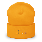 Asexual Love Script Beanie: Ellegantly Embroidered Pride Hat