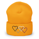 Asexual Pride Beanie: Interlaced Heart Outlines Embroidered Hat