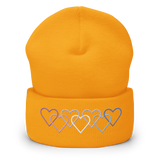 Bigender Pride Beanie: Interlaced Heart Outlines Embroidered Hat