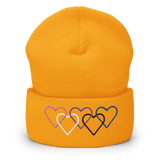 Genderfluid Pride Beanie: Interlaced Heart Outlines Embroidered Hat