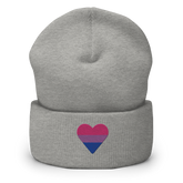 Bisexual Flag Embroidered Heart Beanie: Celebratory LGBTQ+ Pride Design