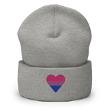 Bisexual Flag Embroidered Heart Beanie: Celebratory LGBTQ+ Pride Design