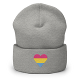 Pansexual Flag Embroidered Heart Beanie: Celebratory LGBTQ+ Pride Design