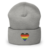 Philly Pride Flag Embroidered Heart Beanie: Celebratory LGBTQ+ Pride Design