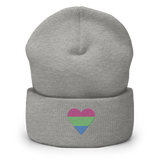 Polysexual Flag Embroidered Heart Beanie: Celebratory LGBTQ+ Pride Design