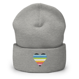 Queer Flag Embroidered Heart Beanie: Celebratory LGBTQ+ Pride Design