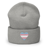 Transgender Flag Embroidered Heart Beanie: Celebratory LGBTQ+ Pride Design