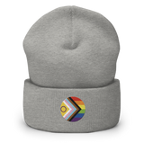 Intersex-Inclusive Pride Progress Flag Embroidered Circle Beanie: Celebratory LGBTQ+ Pride Design