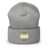 Demigender Flag Embroidered Circle Beanie: Celebratory LGBTQ+ Pride Design
