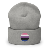 Genderfluid Flag Embroidered Circle Beanie: Celebratory LGBTQ+ Pride Design