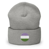 Genderqueer Flag Embroidered Circle Beanie: Celebratory LGBTQ+ Pride Design