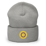 Intersex Flag Embroidered Circle Beanie: Celebratory LGBTQ+ Pride Design