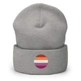 Lesbian Flag Embroidered Circle Beanie: Celebratory LGBTQ+ Pride Design