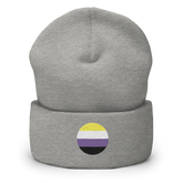 Nonbinary Flag Embroidered Circle Beanie: Celebratory LGBTQ+ Pride Design
