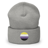 Nonbinary Flag Embroidered Circle Beanie: Celebratory LGBTQ+ Pride Design