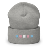 Embroidered Transgender Beanie: Pride Flag Horizontal Square Design
