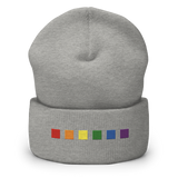 Embroidered Pride Beanie: Pride Flag Horizontal Square Design