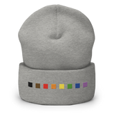 Embroidered Philly Pride Beanie: Pride Flag Horizontal Square Design