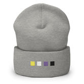 Embroidered Nonbinary Beanie: Pride Flag Horizontal Square Design
