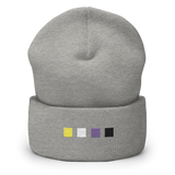 Embroidered Nonbinary Beanie: Pride Flag Horizontal Square Design