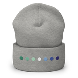 Embroidered Gay Pride Beanie: Pride Flag Horizontal Circle Design