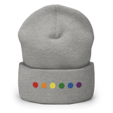 Embroidered Pride Beanie: Pride Flag Horizontal Circle Design