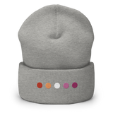 Embroidered Lesbian Beanie: Pride Flag Horizontal Circle Design