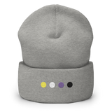 Embroidered Nonbinary Beanie: Pride Flag Horizontal Circle Design