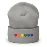 Embroidered Pride Beanie: Pride Flag Horizontal Heart Design
