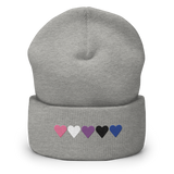 Embroidered Genderfluid Beanie: Pride Flag Horizontal Heart Design