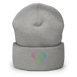 Polysexual Heart Lines Beanie: Embroidered Pride Gradient Hat