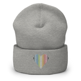Queer Heart Lines Beanie: Embroidered Pride Gradient Hat