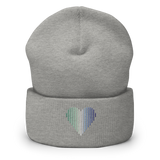Gay Pride Heart Lines Beanie: Embroidered Pride Gradient Hat