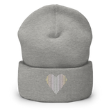 Pangender Heart Lines Beanie: Embroidered Pride Gradient Hat