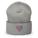 Bisexual Heart Lines Beanie: Embroidered Pride Gradient Hat