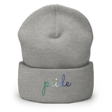 Gay Pride Beanie: Cursive 'Pride' in Gradient Colors