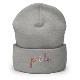 Lesbian Pride Beanie: Cursive 'Pride' in Gradient Colors
