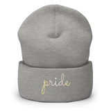 Pangender Pride Beanie: Cursive 'Pride' in Gradient Colors