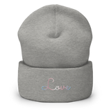 Transgender Love Script Beanie: Ellegantly Embroidered Pride Hat