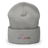 Polyamory Love Script Beanie: Ellegantly Embroidered Pride Hat