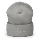 Pangender Love Script Beanie: Ellegantly Embroidered Pride Hat