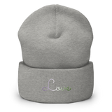 Genderqueer Love Script Beanie: Ellegantly Embroidered Pride Hat